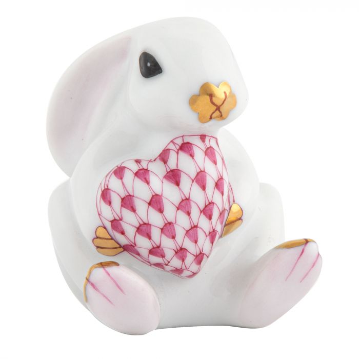 Herend Decorative Bunny with Heart - Raspberry