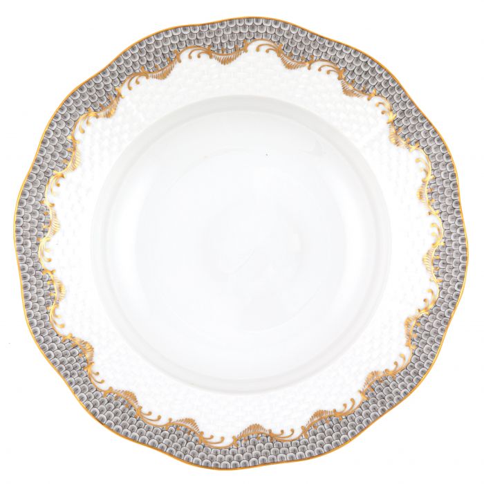 Herend Fishscale Rim Soup Plate - Gray