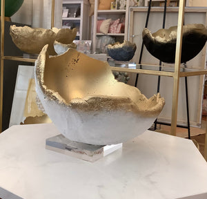 Riverwoods Arts Concrete Bowl - Medium White/Gold
