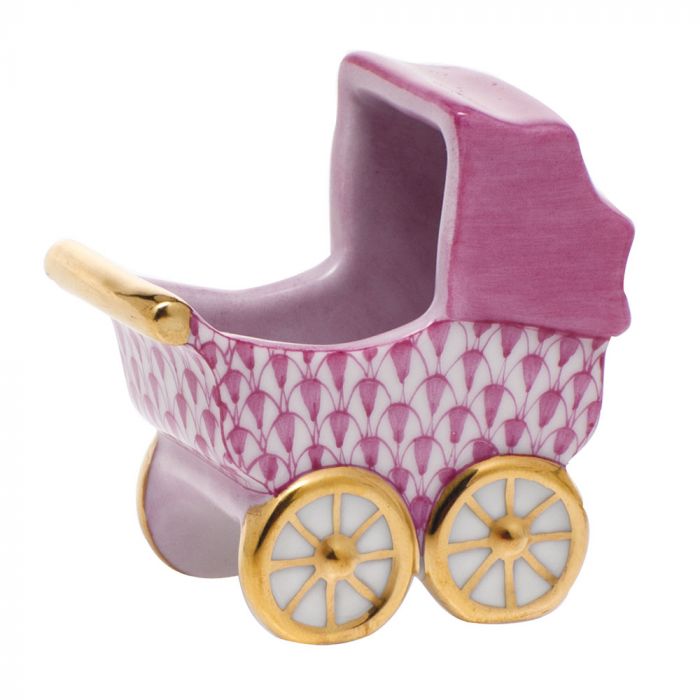 Herend Decorative Baby Carriage - Raspberry