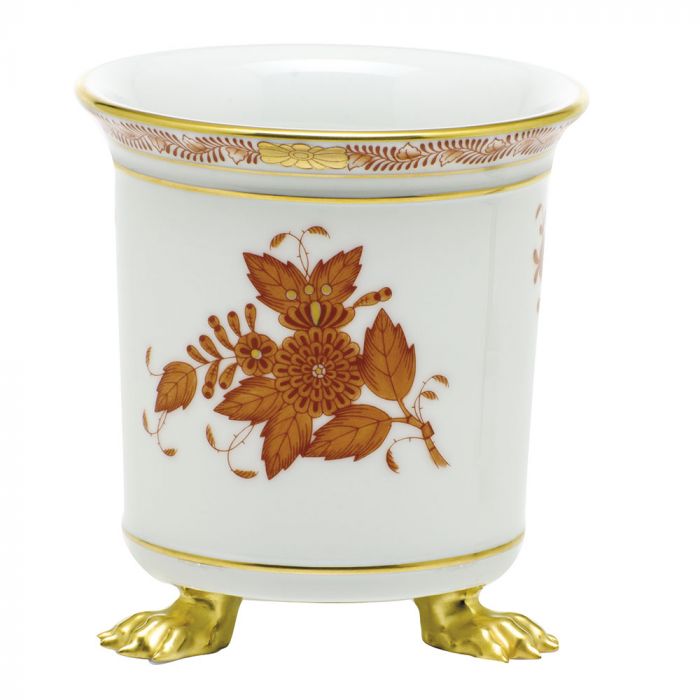 Herend Chinese Bouquet Cachepot with Feet - Rust