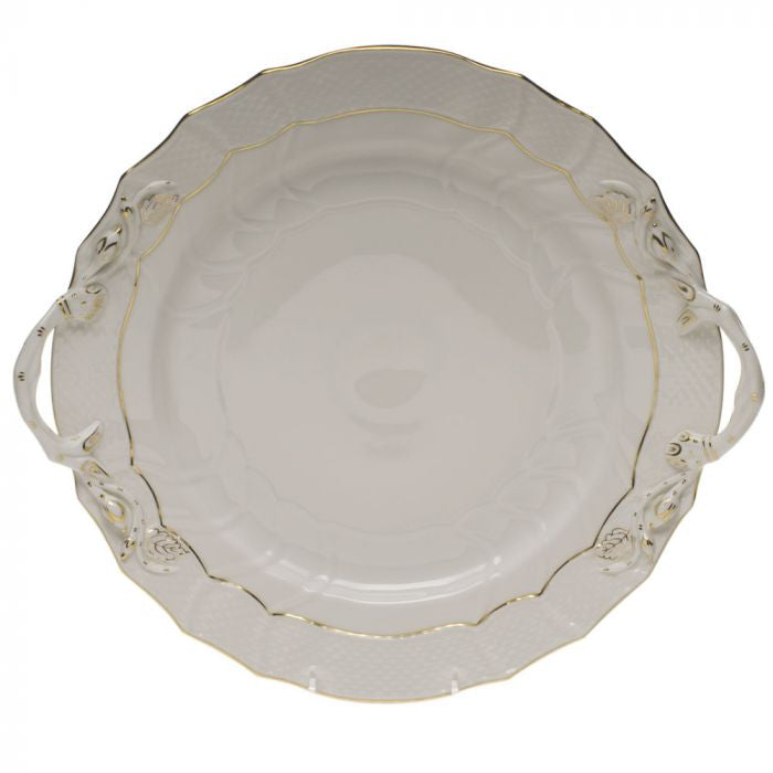 Herend Golden Edge Chop Plate with Handles