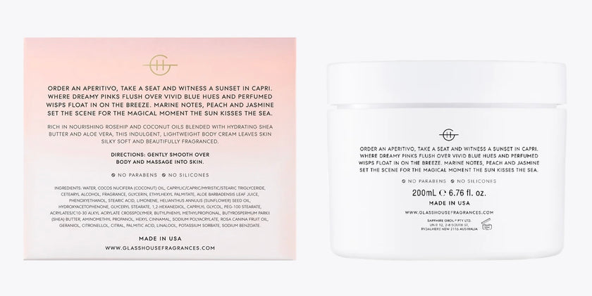 Glasshouse Sunsets in Capri Body Cream