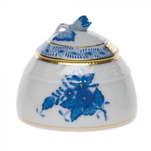 Herend Chinese Bouquet Decorative Honey Pot with Rose - Blue