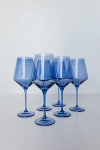 Estelle Colored Wine Glasses- Cobalt Blue