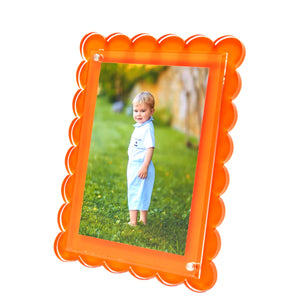 Tara Wilson Designs Acrylic Beveled Scallop Frame- Orange
