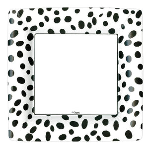 Caspari Black Spots Square Paper Dinner Plates