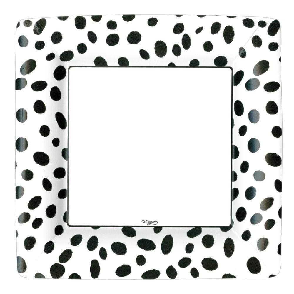 Caspari Black Spots Square Paper Dinner Plates
