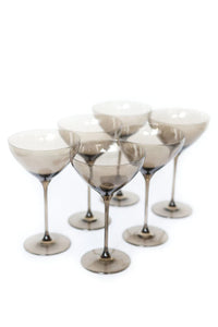 Estelle Colored Martini Glasses- Gray Smoke