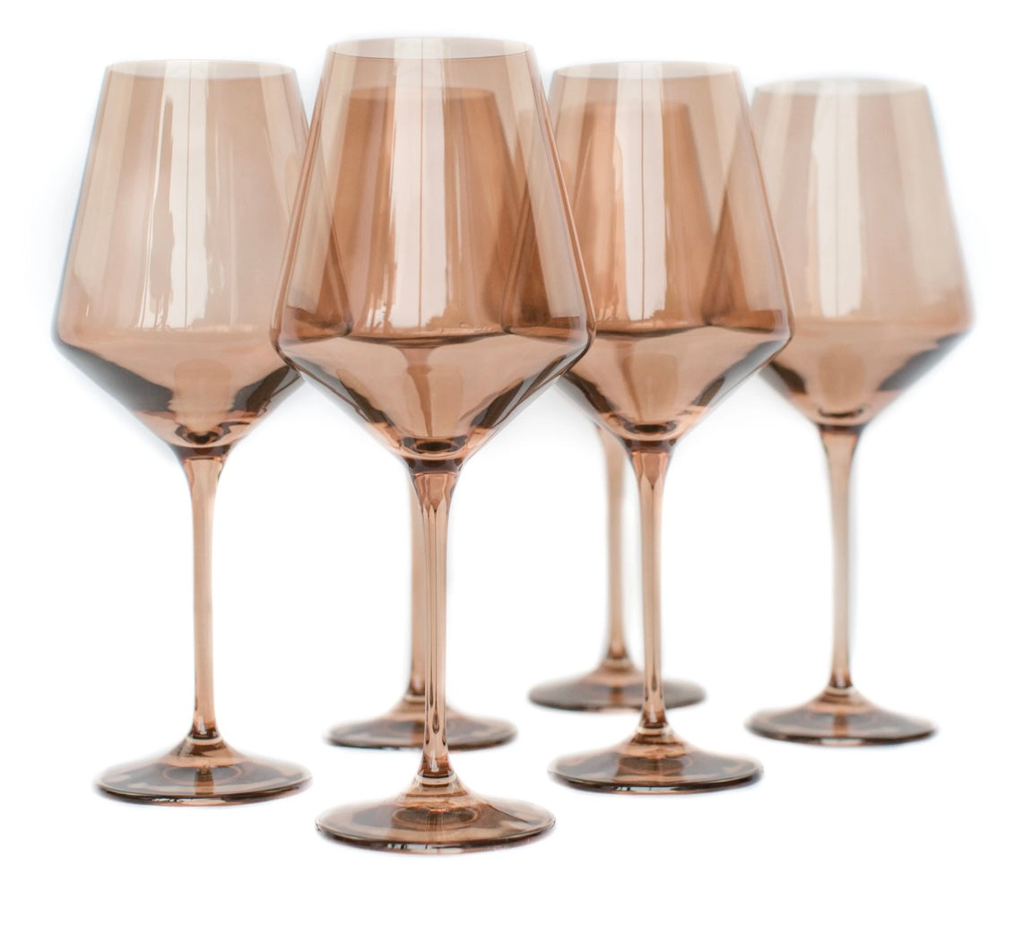 Estelle Colored Wine Glasses- Amber Smoke