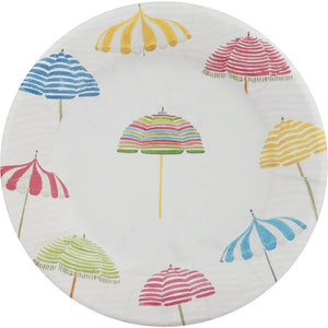 Caspari Beach Umbrellas Paper Dessert Plates