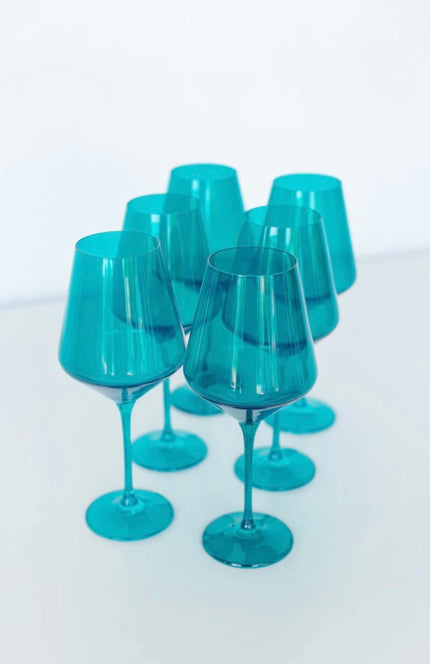 Estelle Colored Wine Glasses- Teal