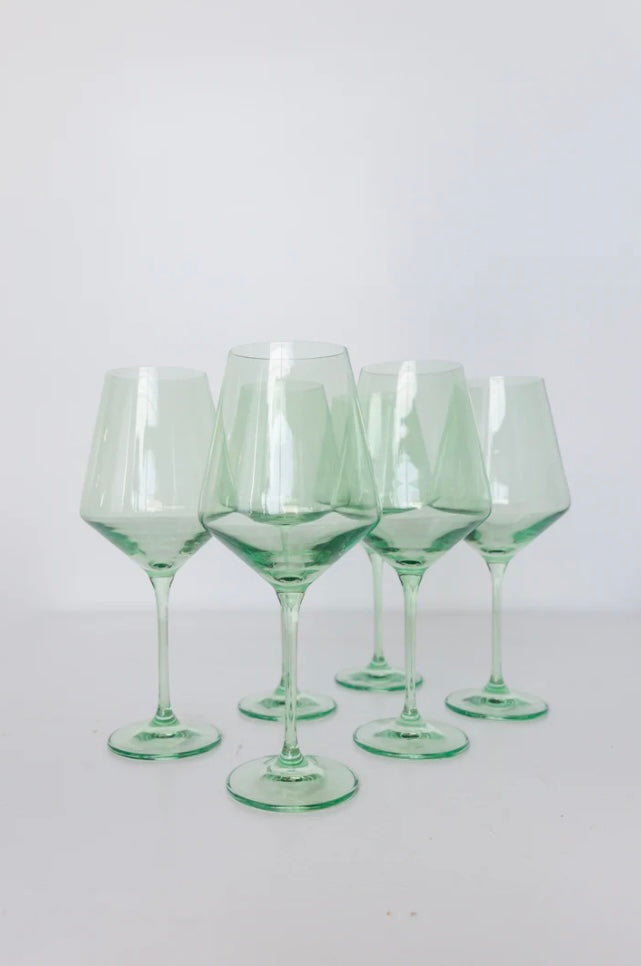 Estelle Colored Wine Glasses- Mint Green