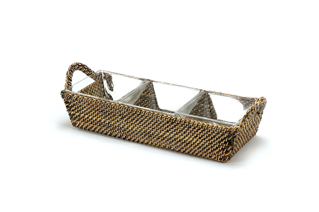 Calaisio Rectangular Serving Tray with 3 Dishes