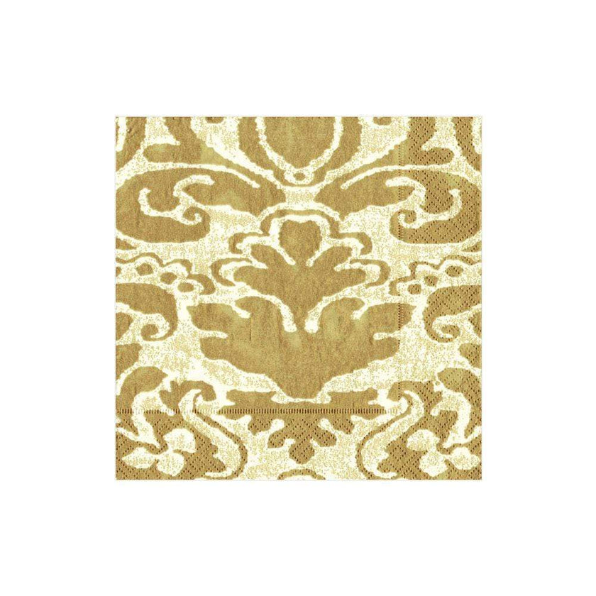 Caspari Palazzo Light Gold Paper Linen Cocktail Napkins