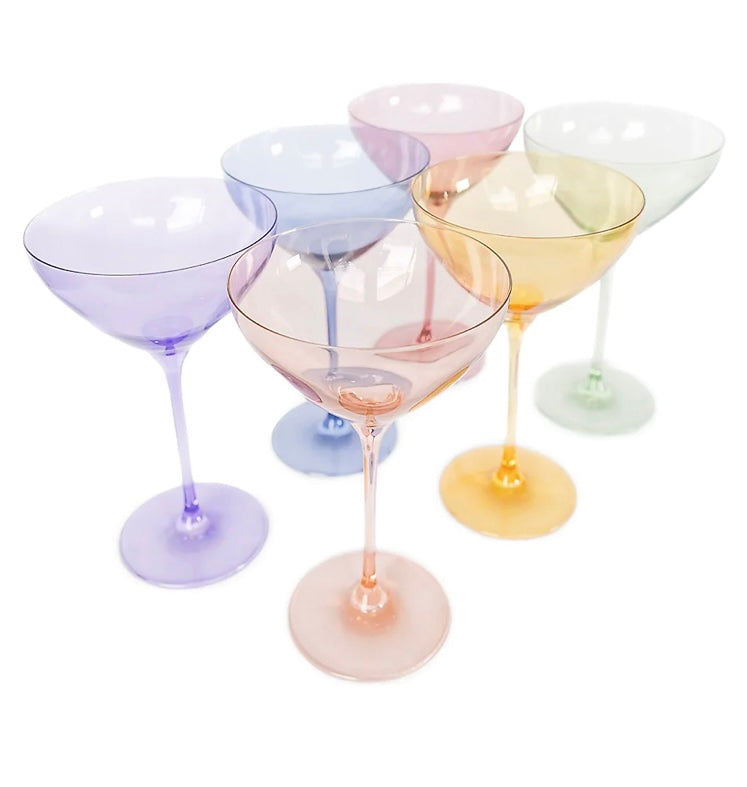 Estelle Colored Martini Glasses- Mixed Pastel Set